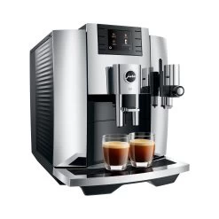 JURA E8 Espresso Machine - Chrome (NAA) 19 JURA E8 Espresso Machine - Chrome (NAA) -Coffee Gear Shop E8 Chrome NAA leftprofle 2xespresso square