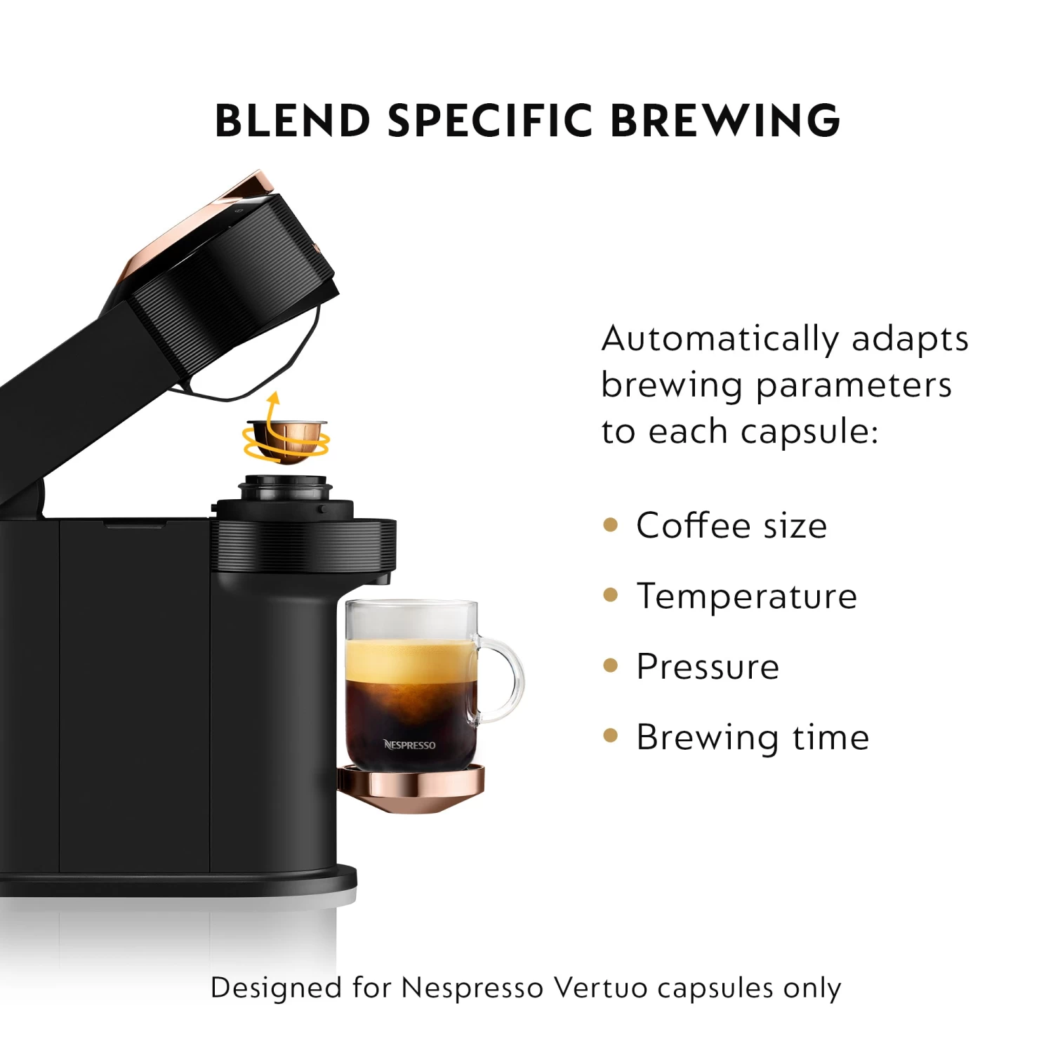Nespresso Vertuo Next Premium Espresso Machine By DeLonghi - Black Rose Gold 7 Nespresso Vertuo Next Premium Espresso Machine By DeLonghi - Black Rose Gold - Image 7