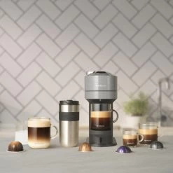 Nespresso Vertuo Next Deluxe Espresso Machine By DeLonghi - Chrome -Coffee Gear Shop ENV120C VertuoNext 5Cupsizesfeature