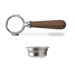 Lelit 58mm Bottomless Portafilter - Walnut -Coffee Gear Shop Lelit58mmWalnutBottomlessPortafilter PortafilterandBasket