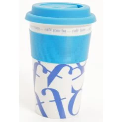 Waechtersbach Coffee-Script-Collage 12oz Travel Mug In Blue