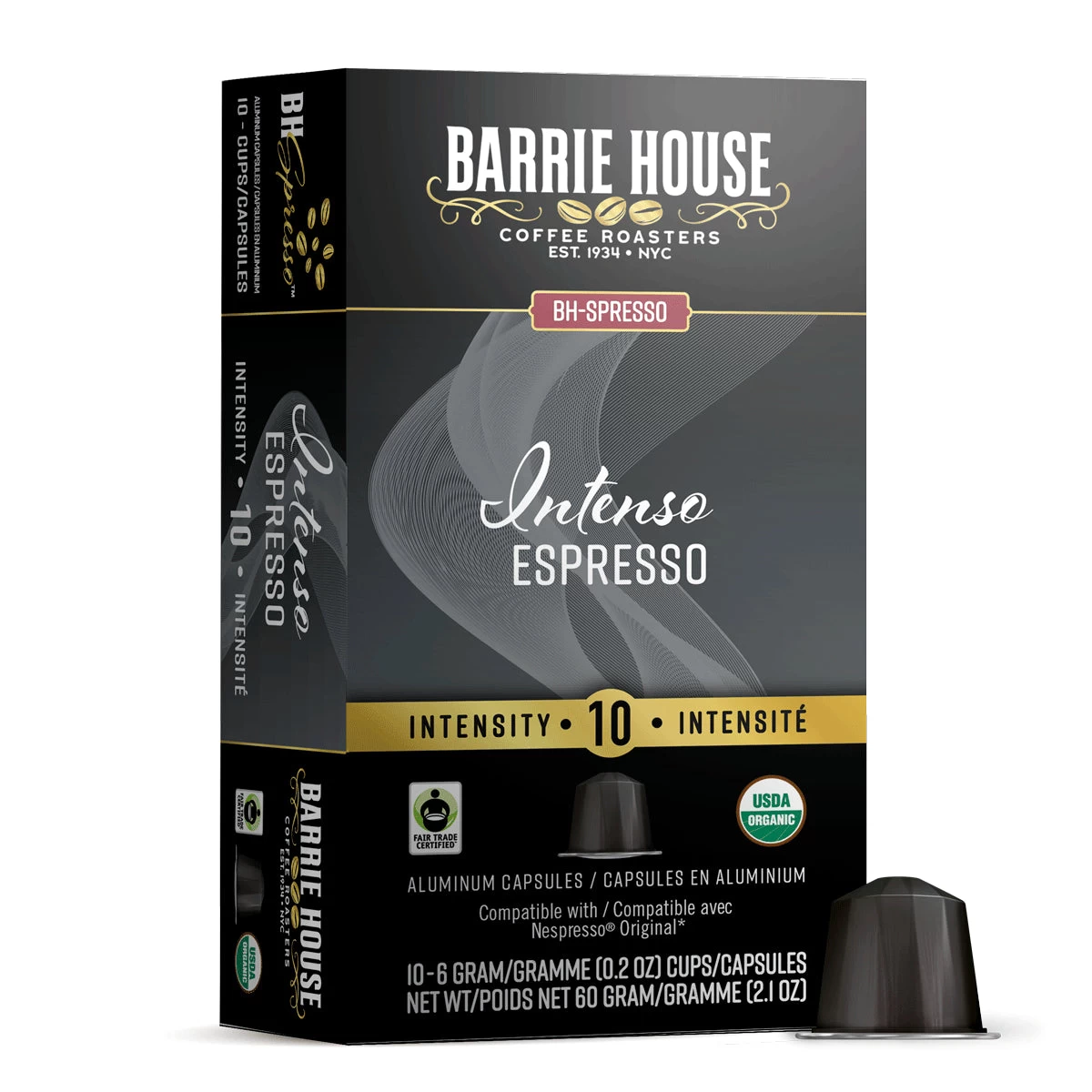 Barrie House Intenso Fair Trade Organic Espresso Capsules 10ct 1 Barrie House Intenso Fair Trade Organic Espresso Capsules 10ct